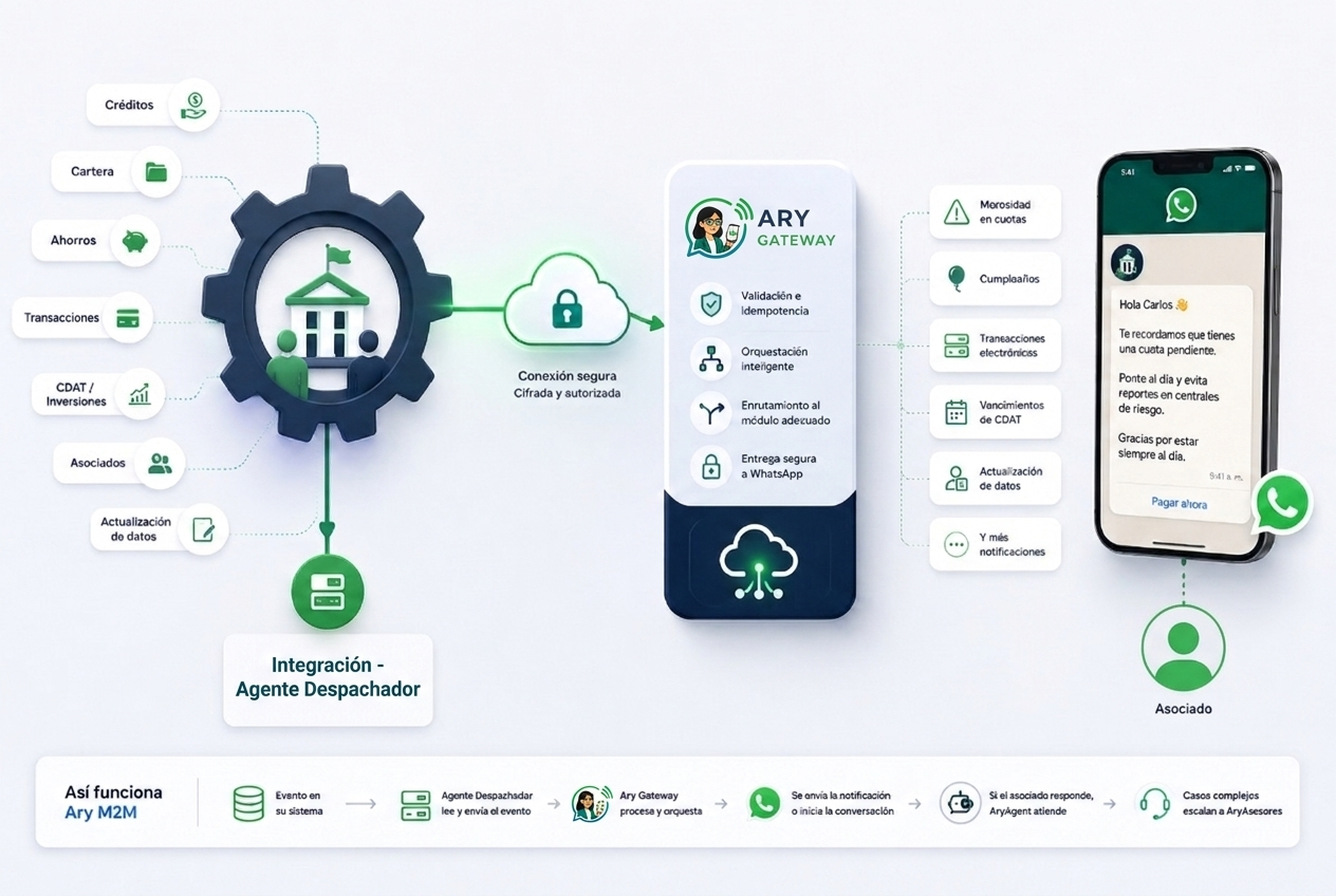 Ary M2M — integraciones con sistemas empresariales